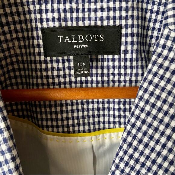 Talbots Navy And White Gingham Blazer Size 10P - Picture 7 of 9